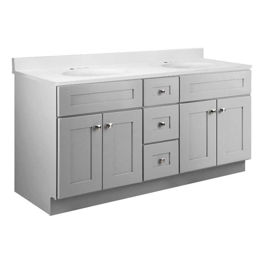 Brookings 61" Bathroom Vanity with Marble Top Assembled Sherwin Williams-Gray