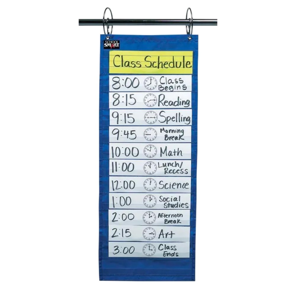 School Smart Classroom Schedule Pocket Chart - 14 Pockets, Cards & Guide