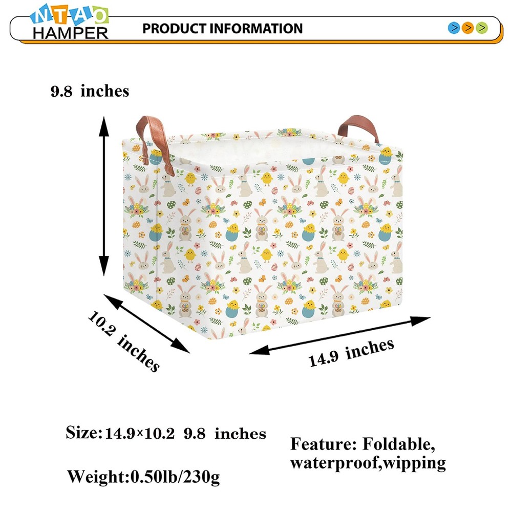 NTAOHAMPER Rectangular Easter Eggs Basket Empty,Toys Bin with Handles,Baby Ro...