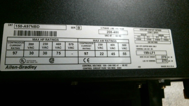 150-A97NBD Allen Bradley Smart Motor Soft Starter Controller Series B