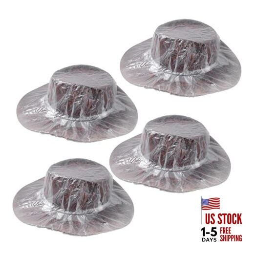 Cowboy Hat Rain Covers, 4PCS Plastic Hat Waterproof Cover, Polyethylene Hats