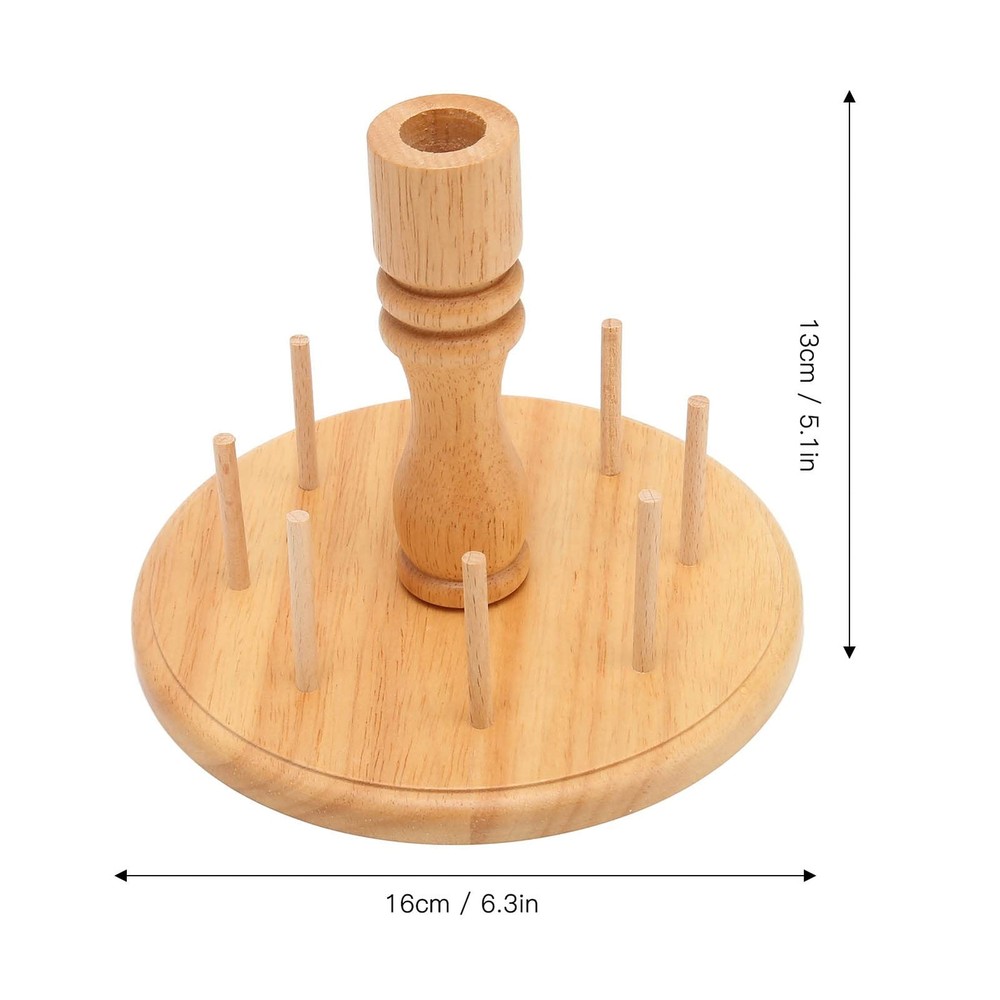 Wooden Thread Holder 8 Spools, Small Thread Rack Organizer for Sewing Embroid...