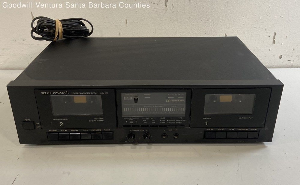 Vector Research VCX-350 Double Cassette Deck Player Working