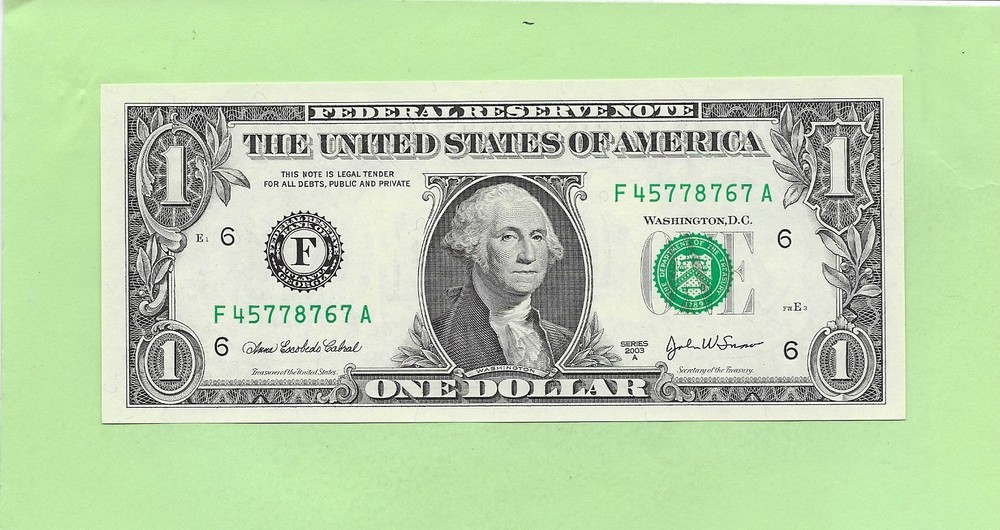 2003A ..UNCIRC $1  F 4577 8767 A  .... 2003A $1  F-A     NICE NOTE