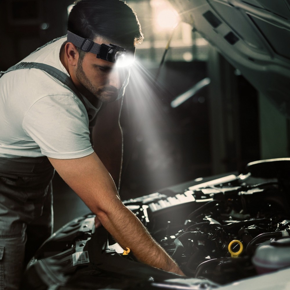 Motion Sensor LED Headlamp USB Rechargeable Zoomable Head Light Flashlight