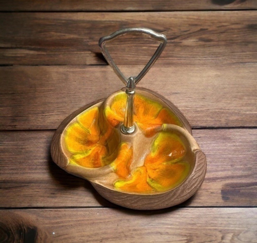 MCM Ceramic Nut Dish - USA Mold 618 Orange Yellow
