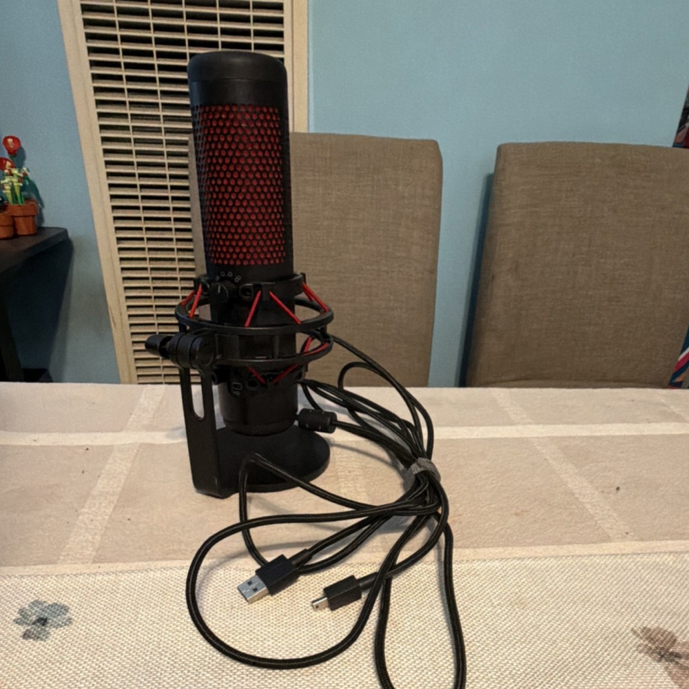 HyperX QuadCast USB Condenser Microphone with Mute Button, Black/Red