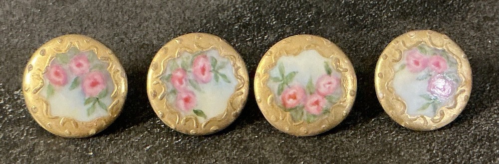 Antique Hand painted Porcelain Buttons