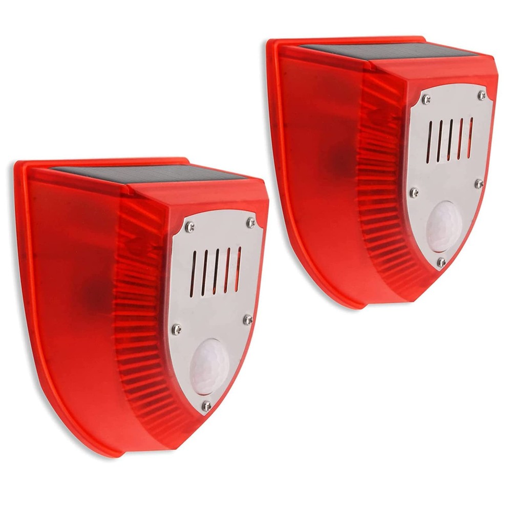2Pack Solar Security Light Alarm,Waterproof PIR 6LED Motion Sensor Flashing L...