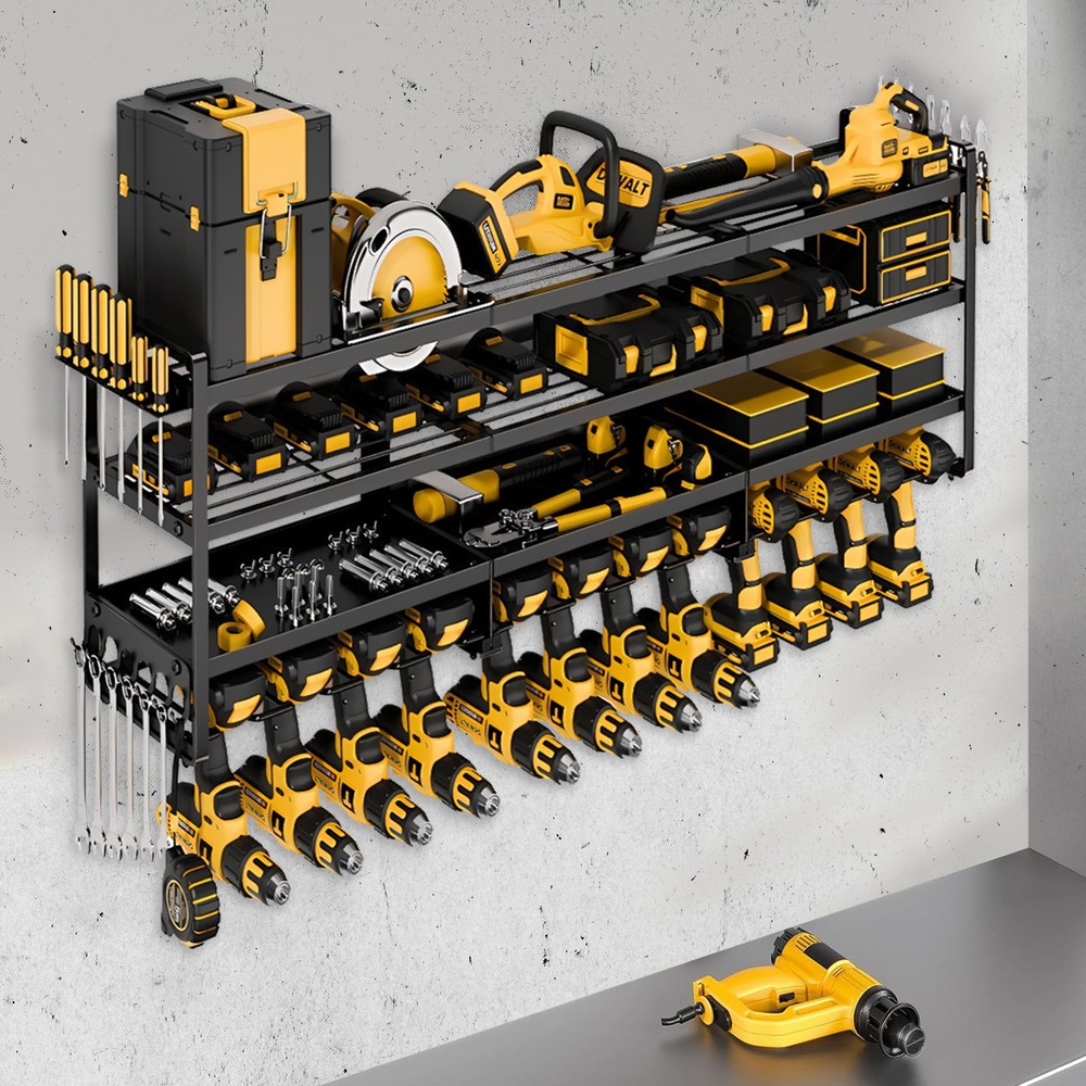 50" Large Power Tools Organizer Wall Mount,12 Drill Holder for Garage, Workshop