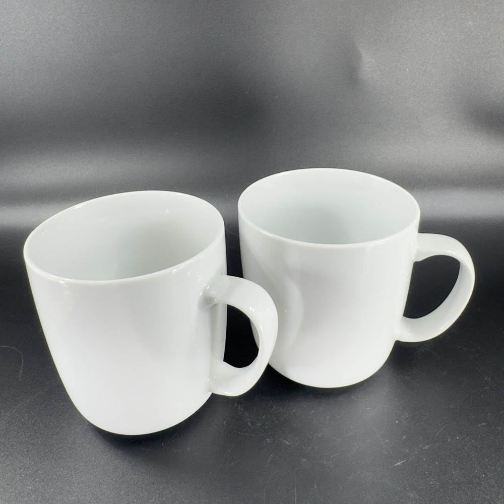 Willams Sonoma OPEN KITCHEN Coffee Mug Cup Set 2 Mugs Cups White Ceramic Mugs