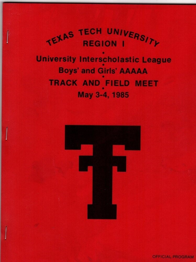 1985 Texas State High School Region 1 Track & Field Program 49809b25