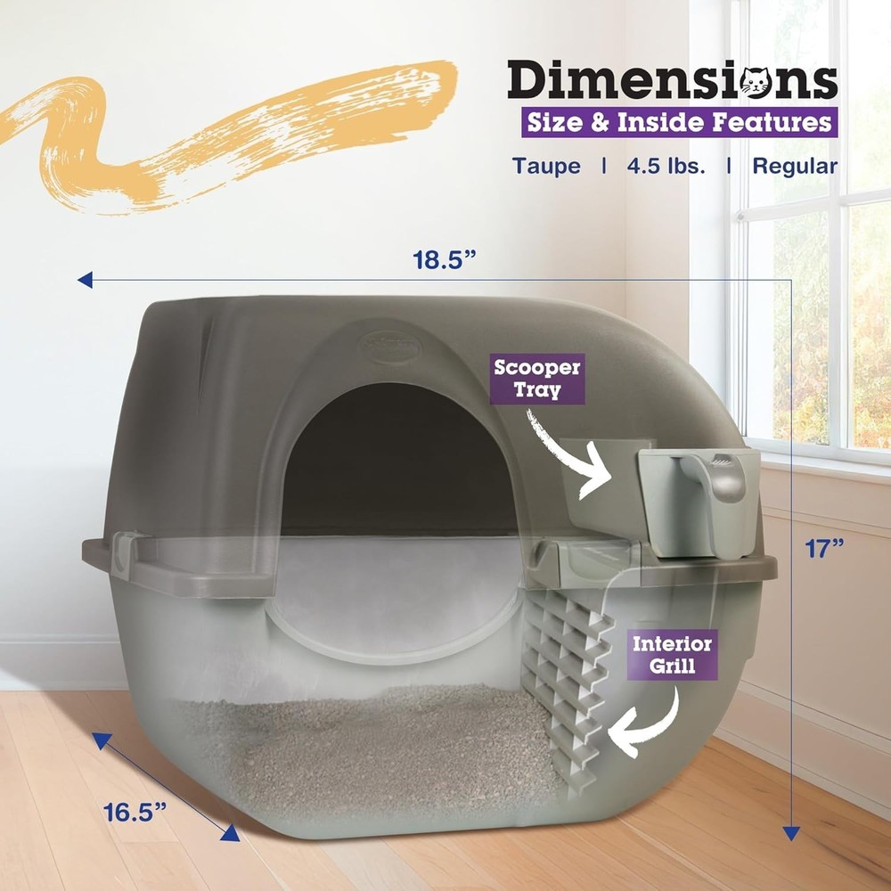 Self-Cleaning Litter Box Regular Grey - Patented Roll & Sift, No Scooping, Ea...