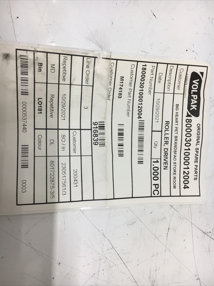 DRIVEN ROLLER 1800030100012004