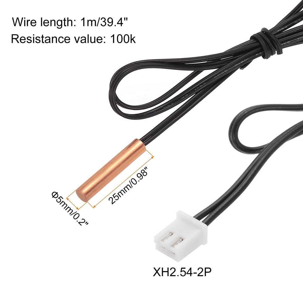 100K NTC Thermal Sensor Probe, 39.4" Cylindrical Sensitive Temp Sensor
