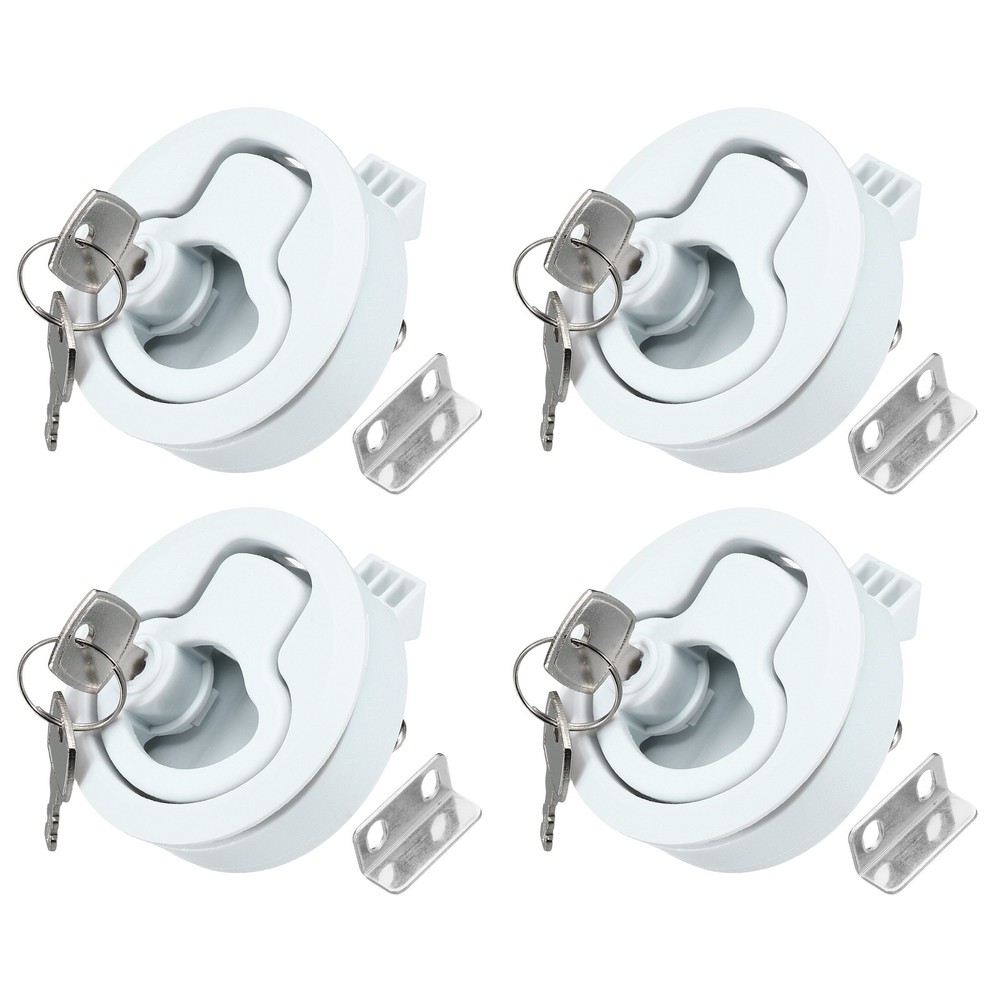 4Pcs Boat Hatch Latch, Slam Latch Hatch Flush Mount Pull Latches, White
