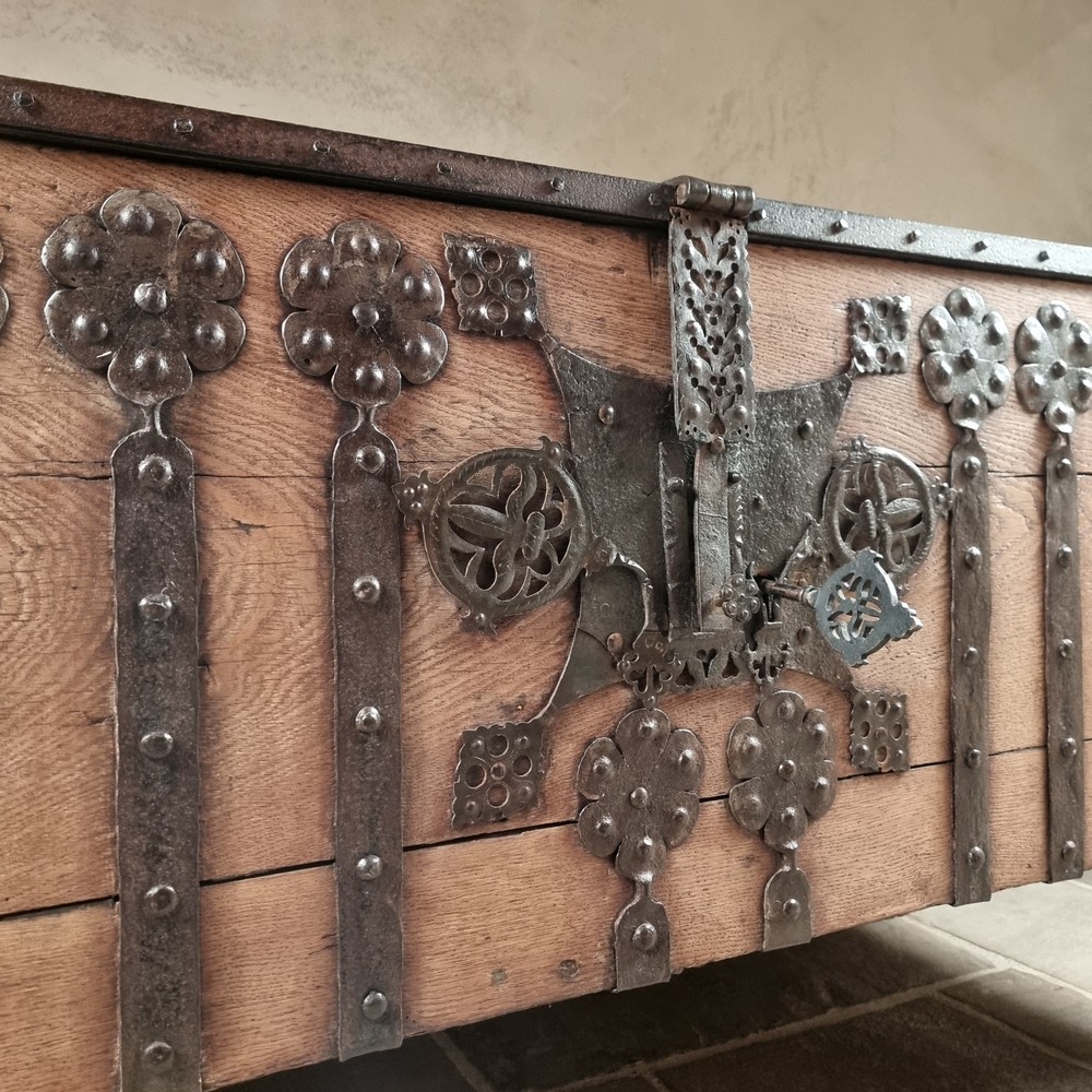 A 16th Century Iron Bound Coffer.