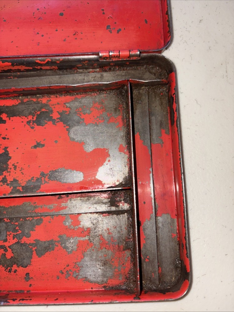 Vintage SNAP-ON Red Metal Tool Box Case for 1/4" Drive Socket Set EMPTY