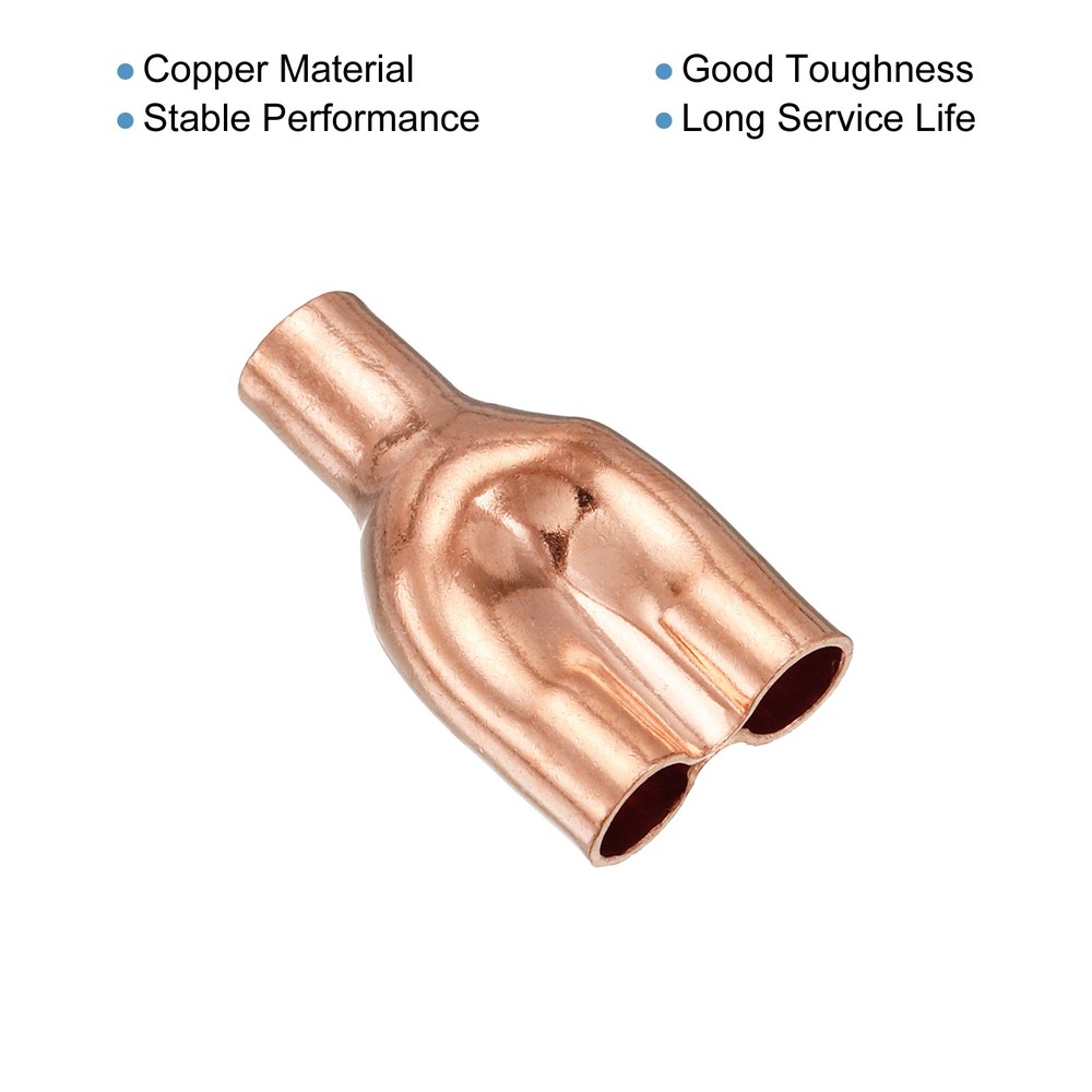 Tee Y Type Copper Fitting Welding Joint Split for Refrigeration System,5pack