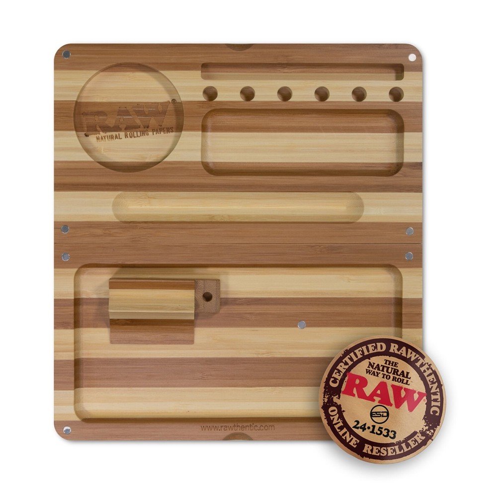 RAW Back Flip Striped Bamboo Rolling Tray