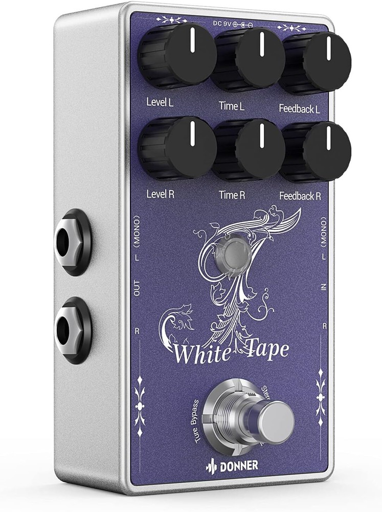 Donner White Tape Delay Pedal Effects Pedal 2 Channels Echo Effect True Bypass