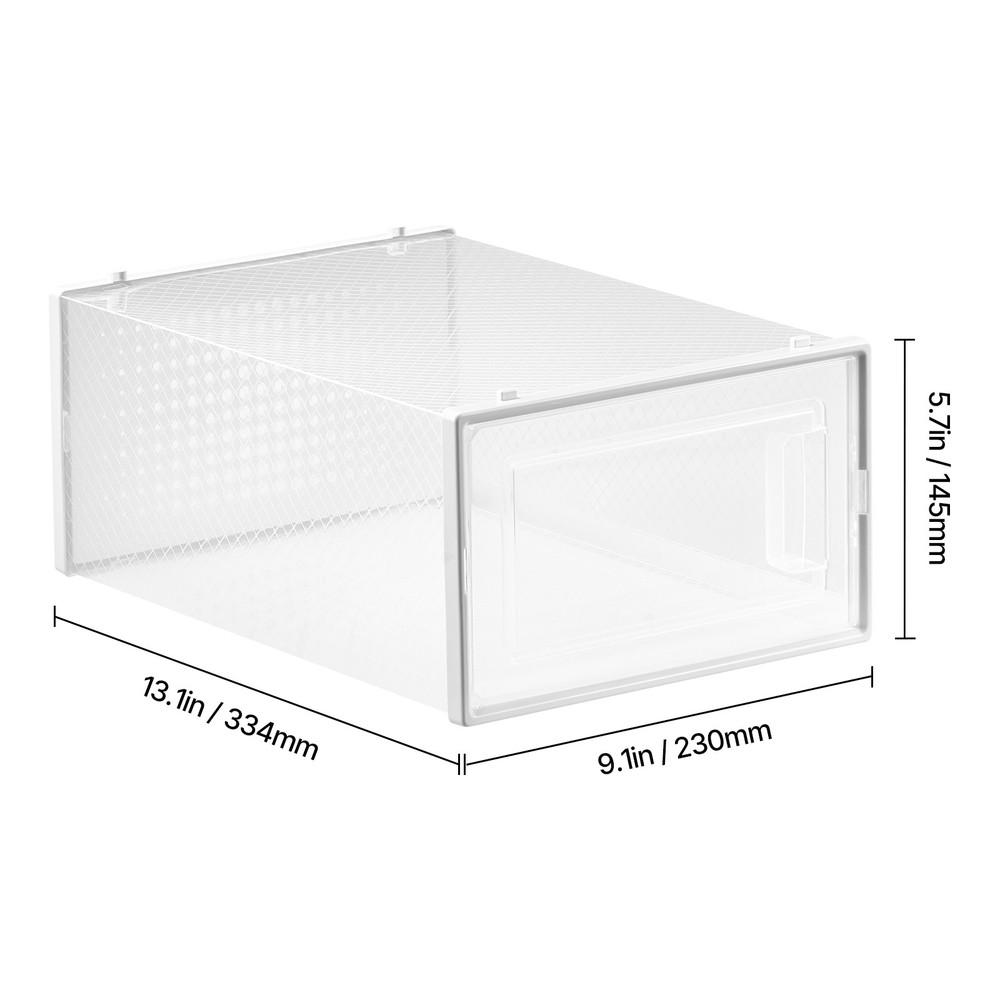 Shoe Storage Boxes 12 Pack Stackable Shoe Storage Organizers US Size 11 White