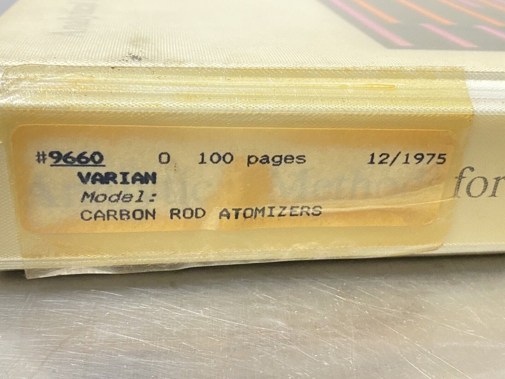 Varian Analytical Methods For Carbon Red Atom - Users Guide / Manual