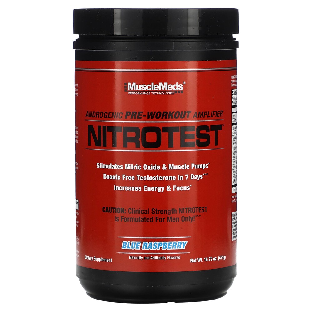Nitrotest, Androgenic Pre-Workout Amplifier, Blue Raspberry, 16.72 oz (474 g)