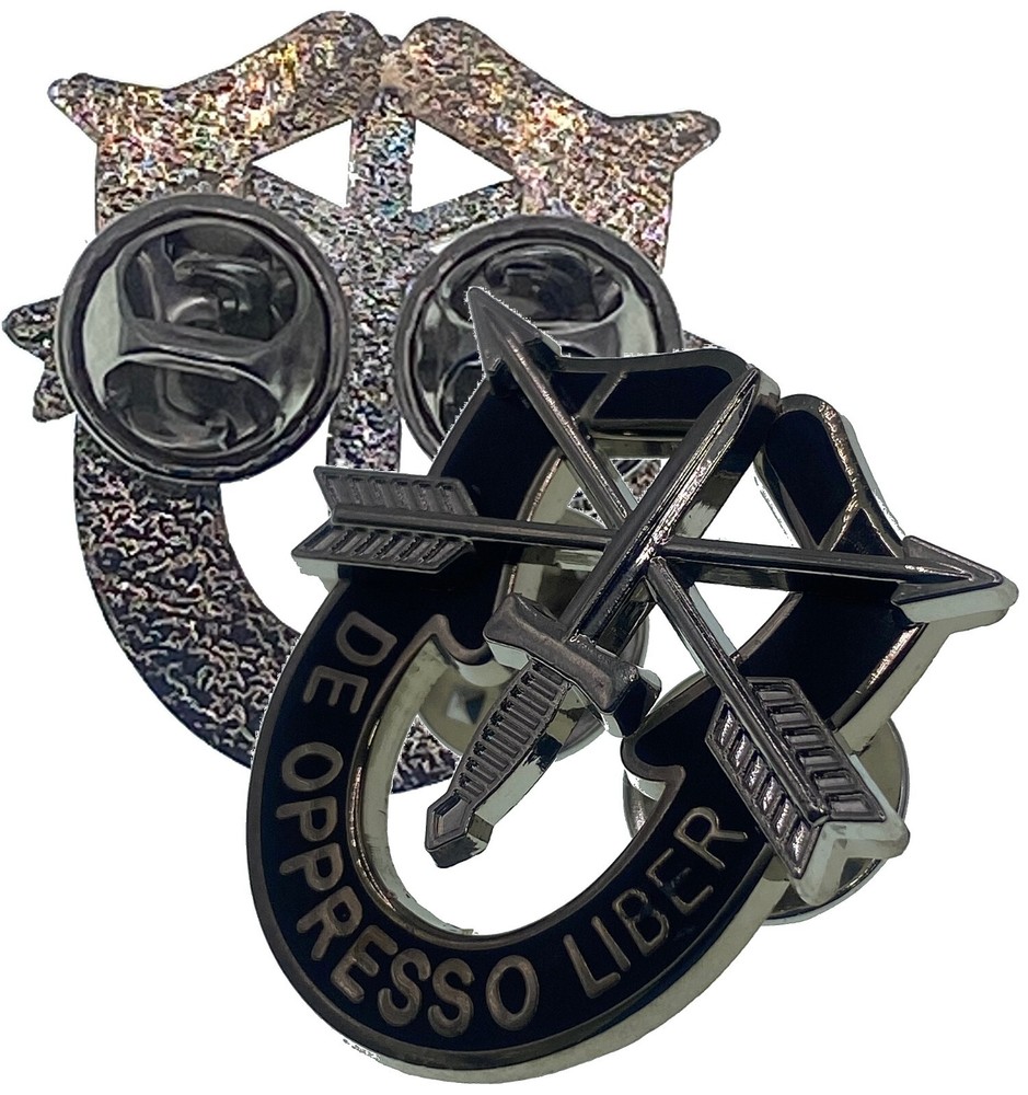 Special Forces Crest SF Hat Pin DE OPPRESSO LIBER Silver 1" Inch