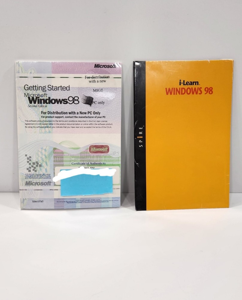 Microsoft Windows 98 Second Edition w/Product Key & Spire I-learn Windows 98 NOS