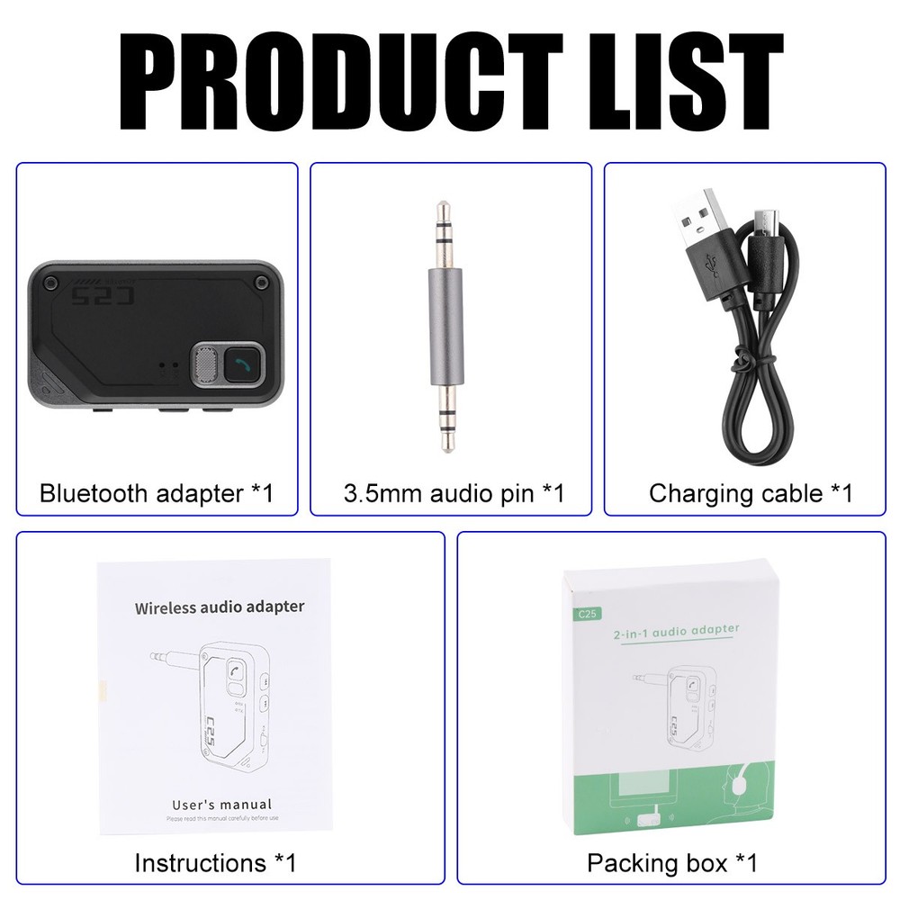 Wireless Bluetooth 5.3 Car Transmitter Receiver Adapter Call Audio 3.5mm Jack S+