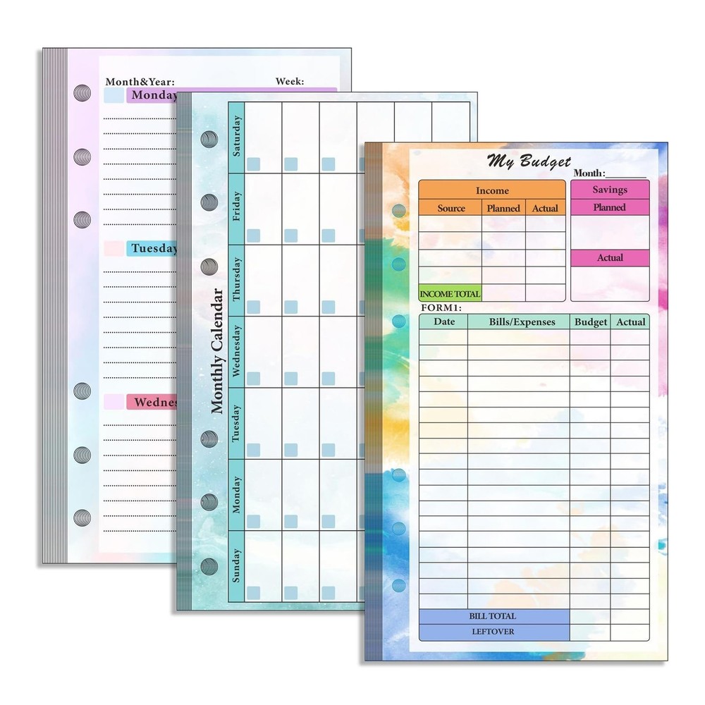 MEELYHOME Loose Leaf Refill Paper, Binder 22*16cm, Gradient Budget Plan