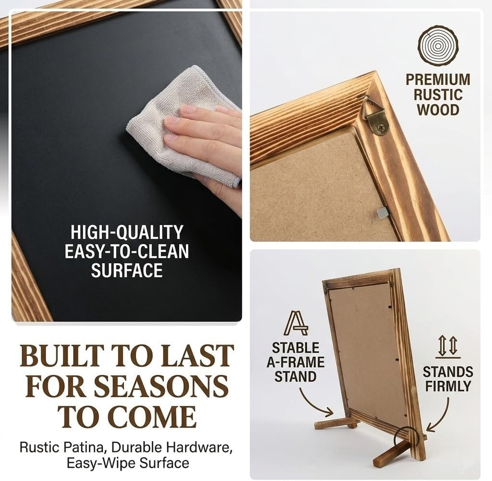Small 15"x12" Magnetic Chalk Board for Home & Office