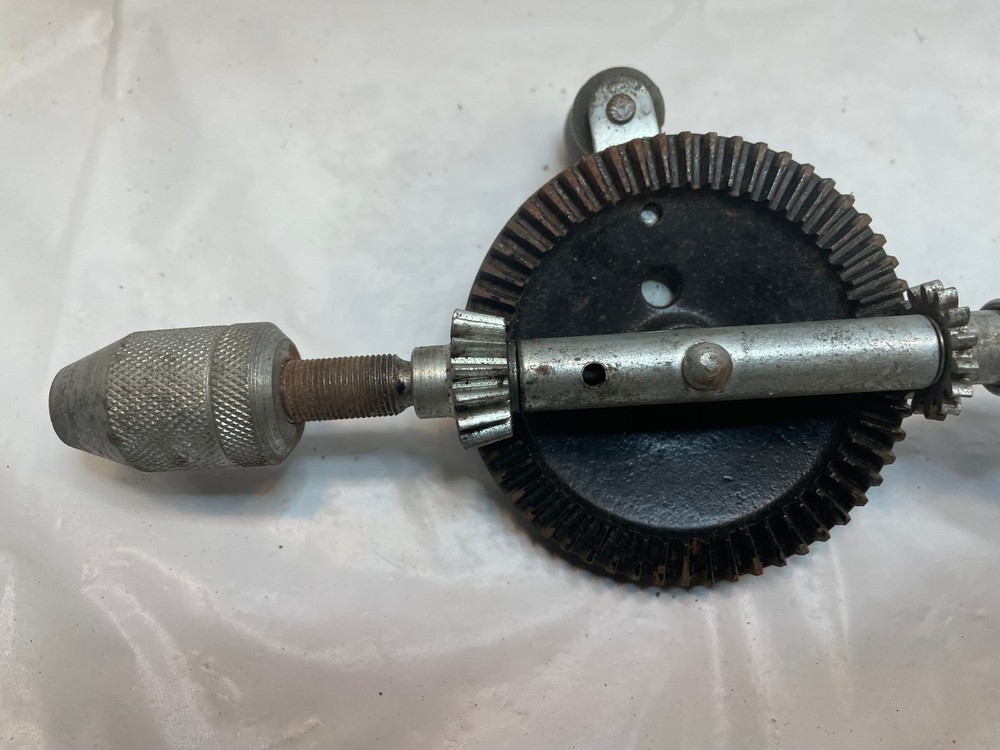 Vintage Hand Drill Wood Handle 11"