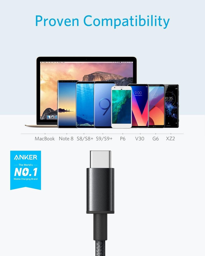 Anker Cable [2 Pack, 3FT], USB A to C for iPhone 17 3ft