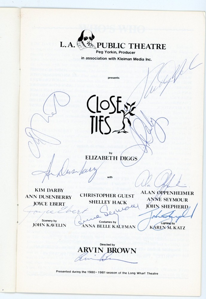 LA Public Thatre 1982 Season Program for Close Ties - Signed 9x