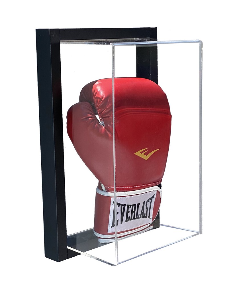 Framed Acrylic Vertical Boxing Glove Display Case UV Protecting Secure Mount