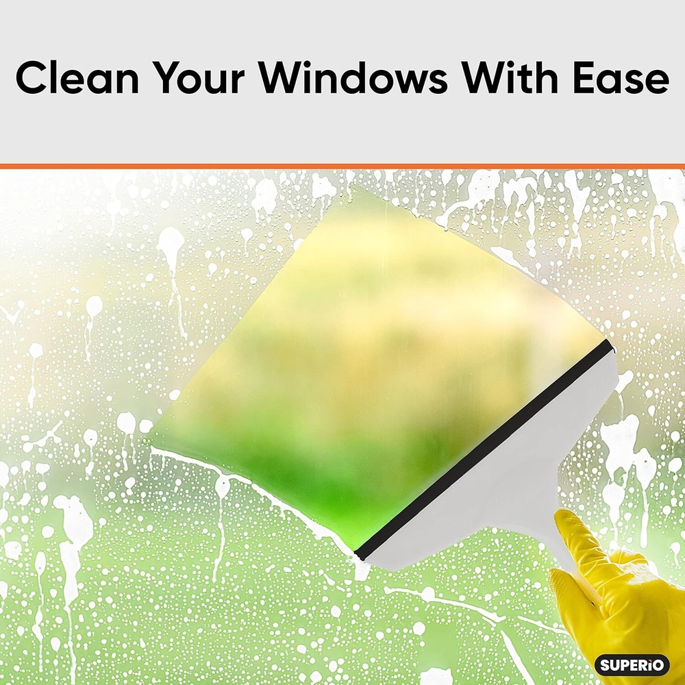 Superio 6" Window Rubber Squeegee with Hanging Loop, 2 Pack, Grey