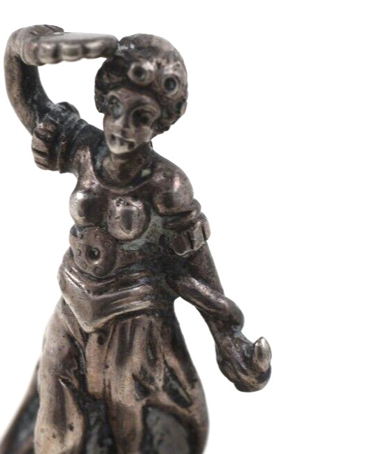 800 Silver Antique Dinner Bell Germany Figural Handle