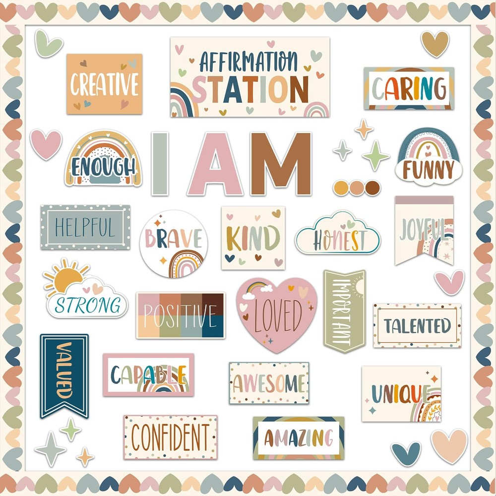 Boho Affirmation Bulletin Board Set - Motivational Classroom Decor