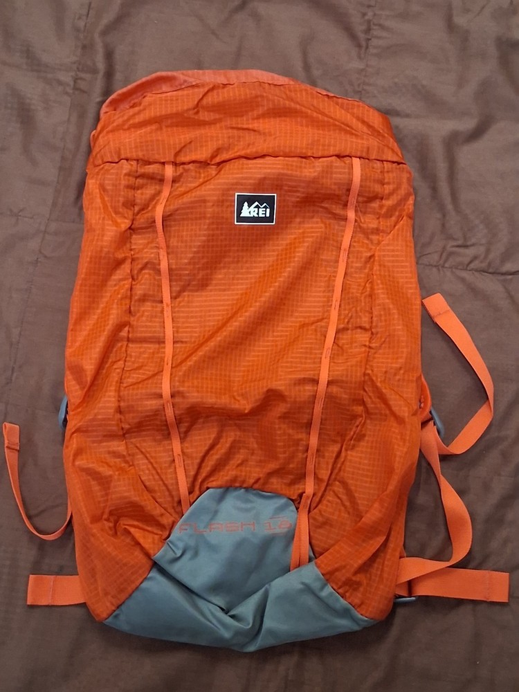 REI Flash 18 Pack Orange/ Grey Packable Daypack Ultralight Travel Backpack