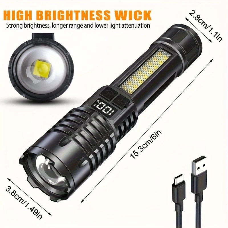 990000000 Lumen Super Bright LED Tactical Flashlight Rechargeable LED Work Light