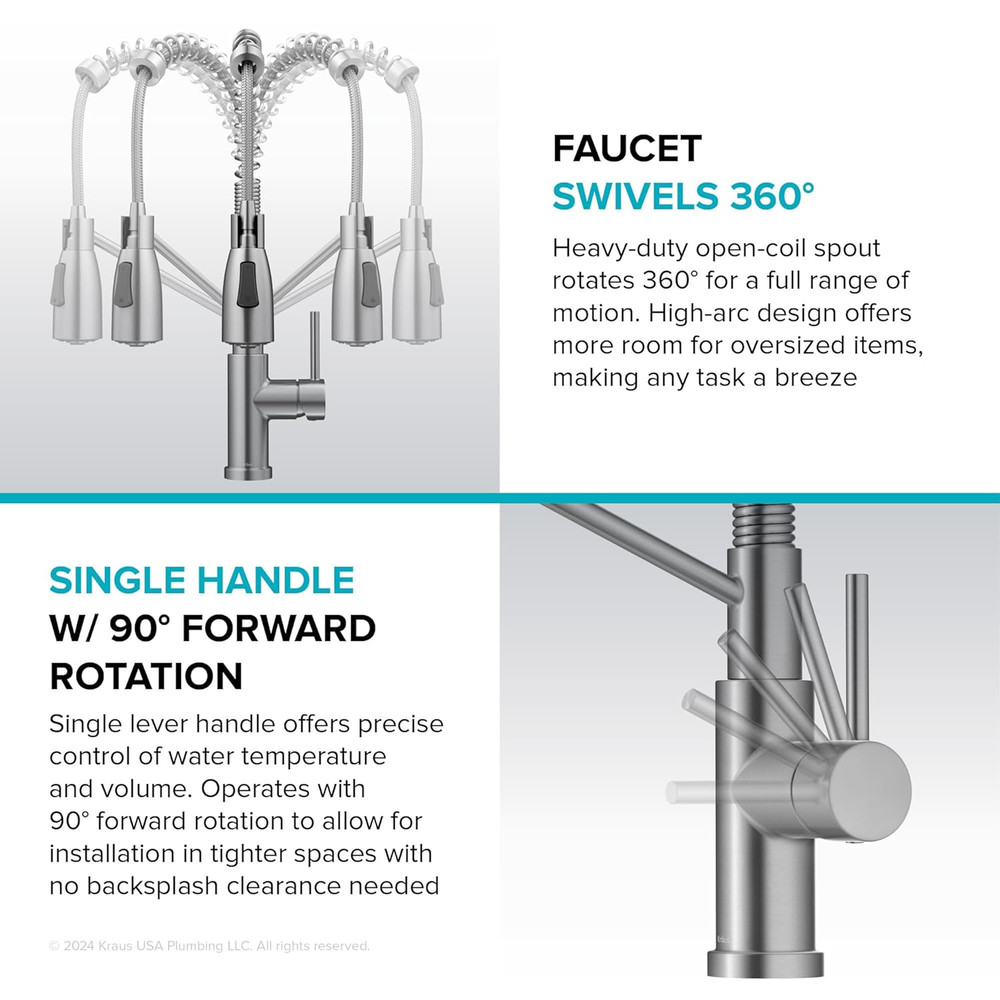 Coda Commercial Style 2-Function Single Handle Pull down Kitchen Faucet in Chrom