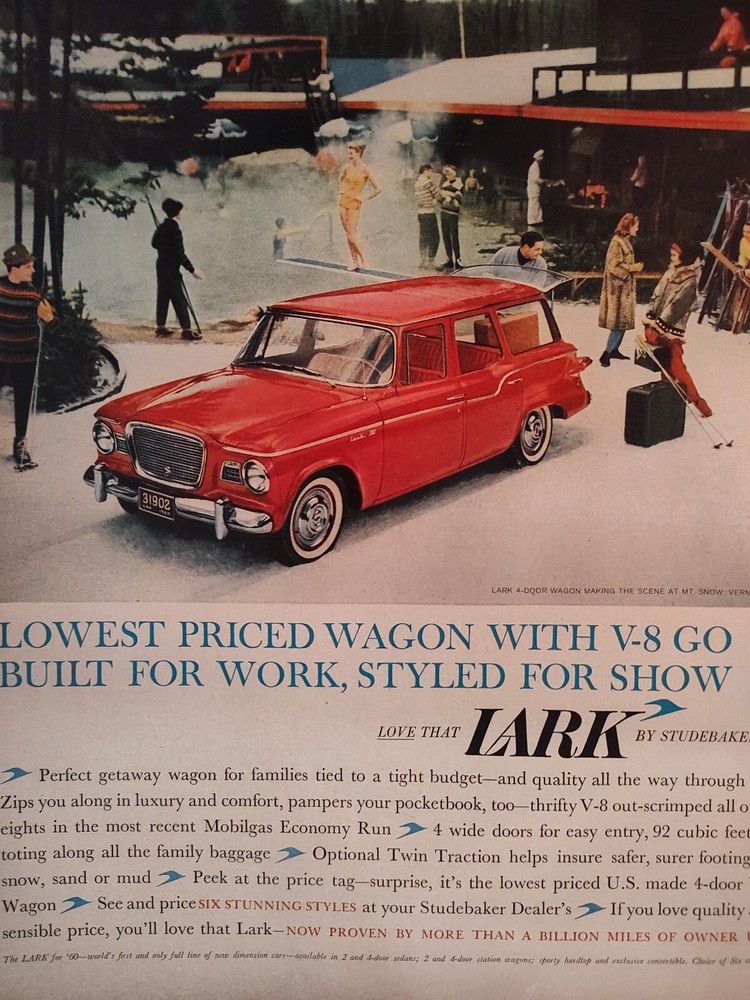 1960 LOOK Ad Advertisement STUDEBAKER LARK Wagon with V-8!