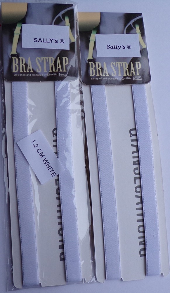 BRA STRAPS REPLACEMENTS - ADJUSTABLE - 1.2CM - WHITE - 2 PAIRS