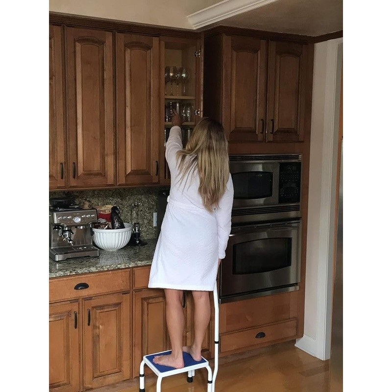 Height Adjustable Step Stool W/ Handle Non-Slip Foot Pads Safe Easy Use