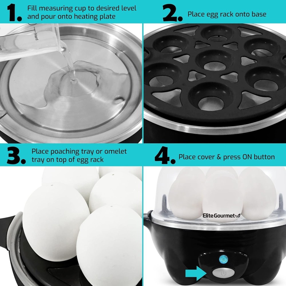 Versatile Easy Egg Cooker: Boil, Poach, and Steam Eggs – Auto Shut-Off Feature