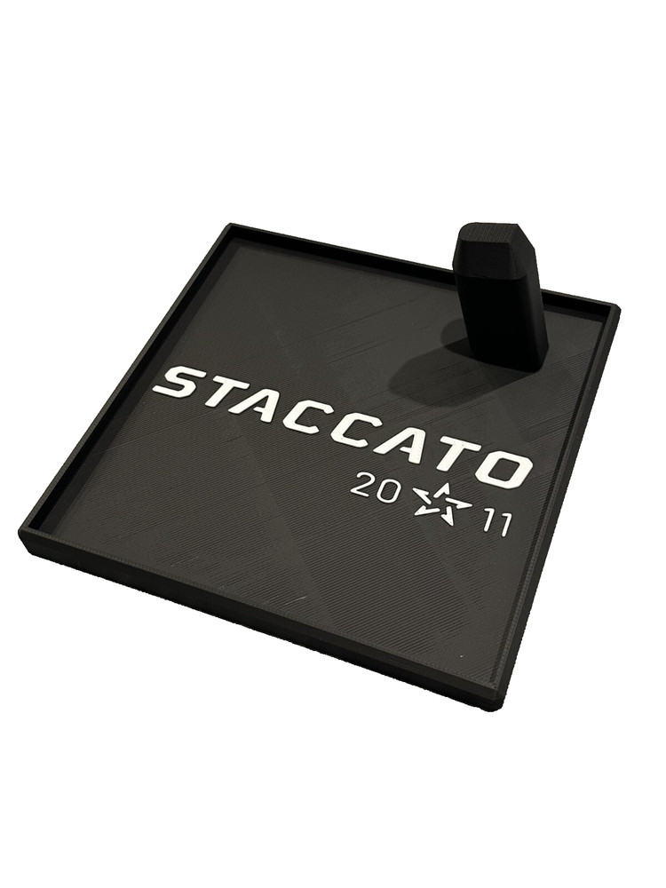 Staccato Pistol Display Stand and Dump Tray Work With Most Double Stack Models