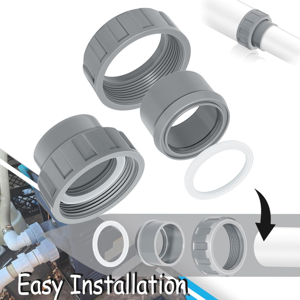 2" PVC Connector with 2 Nut Heater Flange Kit Fit Raypak 006723F Connector 2Pack