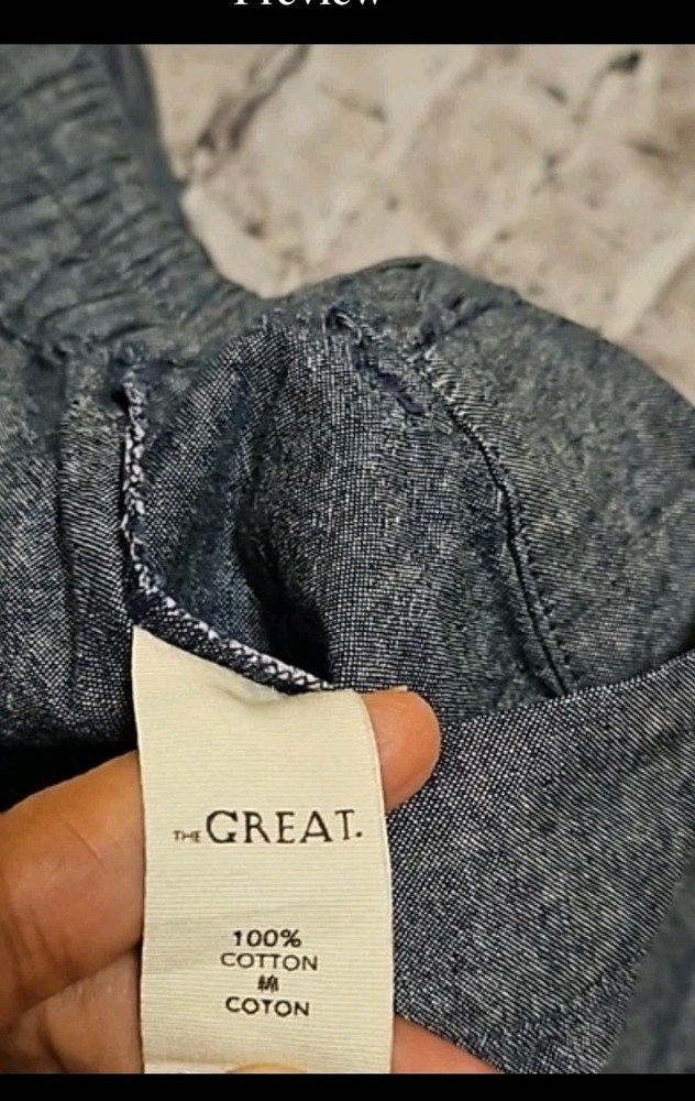 The Great Drop Crotch Pull On Pants 0 Blue Chambray Lightweight Cropped Harem